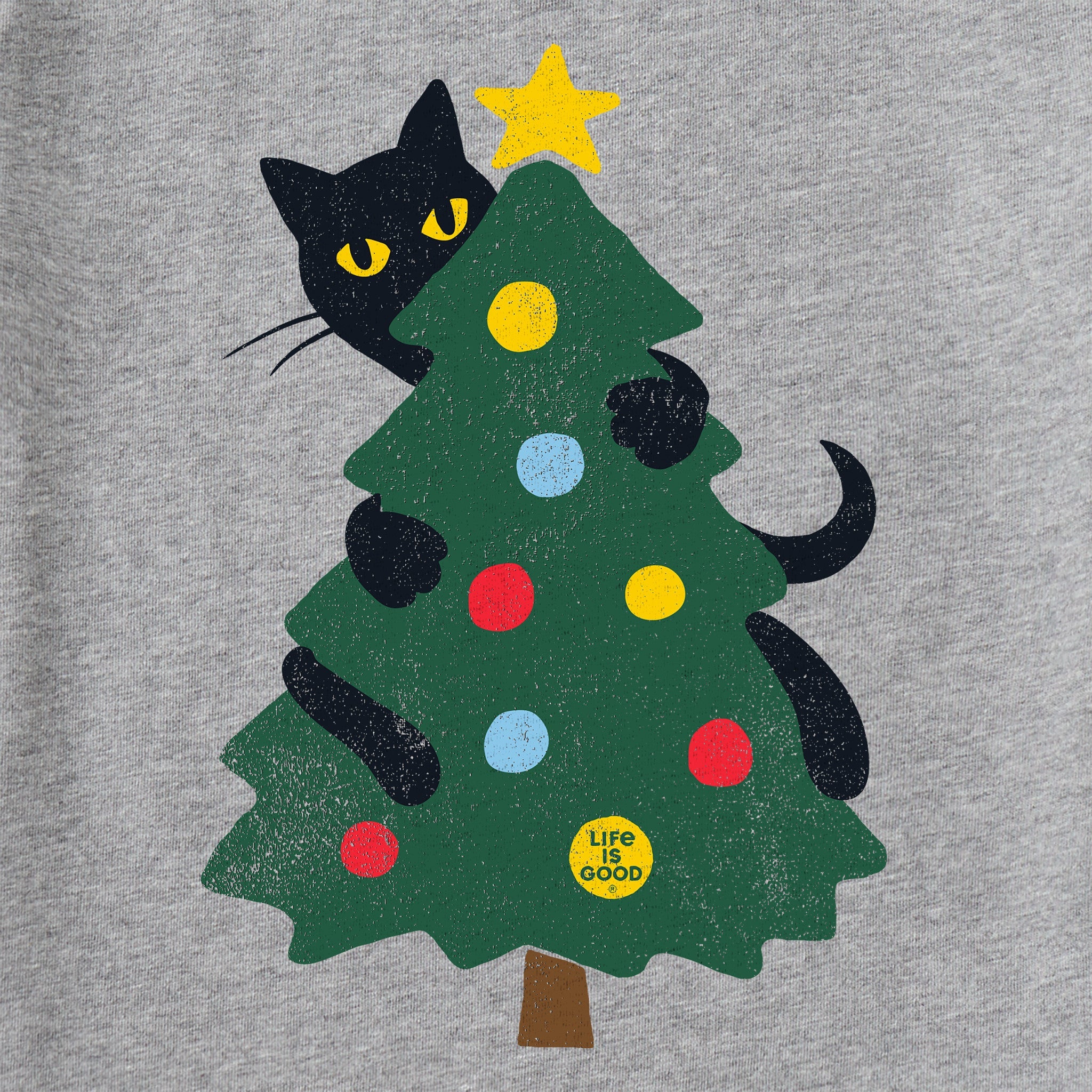 Women's Cat Christmas Tree Short Sleeve Crusher Tee