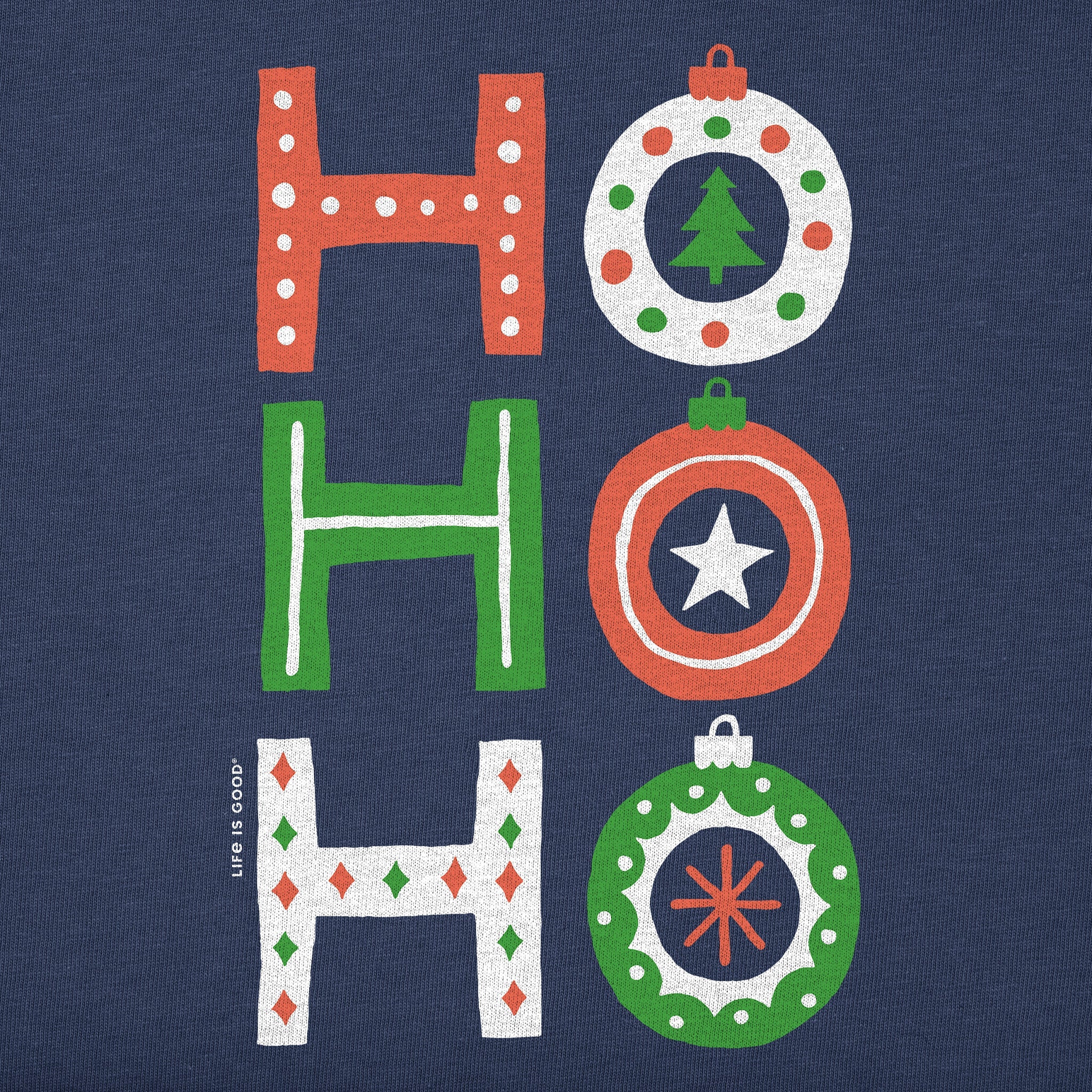 Men's Ho Ho Ho Ornaments Long Sleeve Crusher Tee