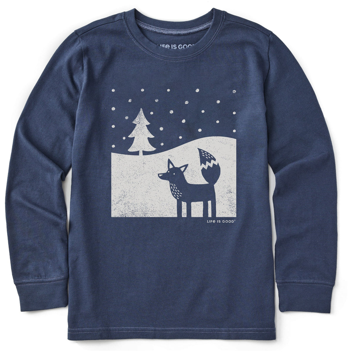 Kids Fox in Winter Long Sleeve Crusher Tee