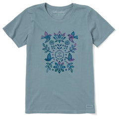 Women's Folk Art Garden Tie Dye Short Sleeve Tee