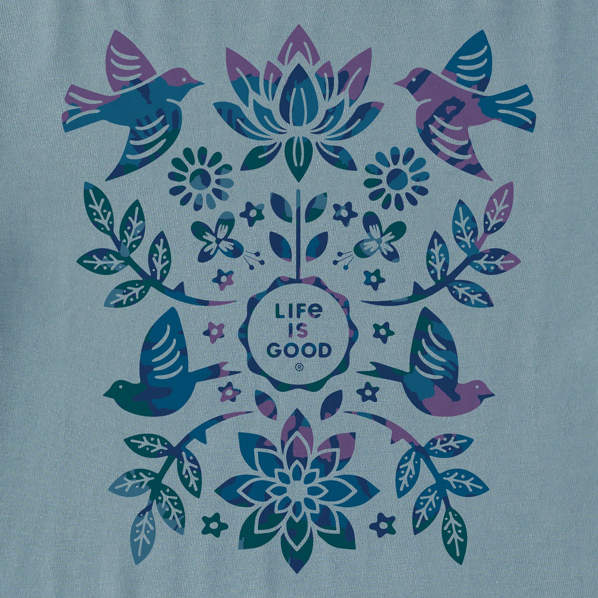 Women's Folk Art Garden Tie Dye Short Sleeve Tee