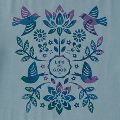 Women's Folk Art Garden Tie Dye Short Sleeve Tee
