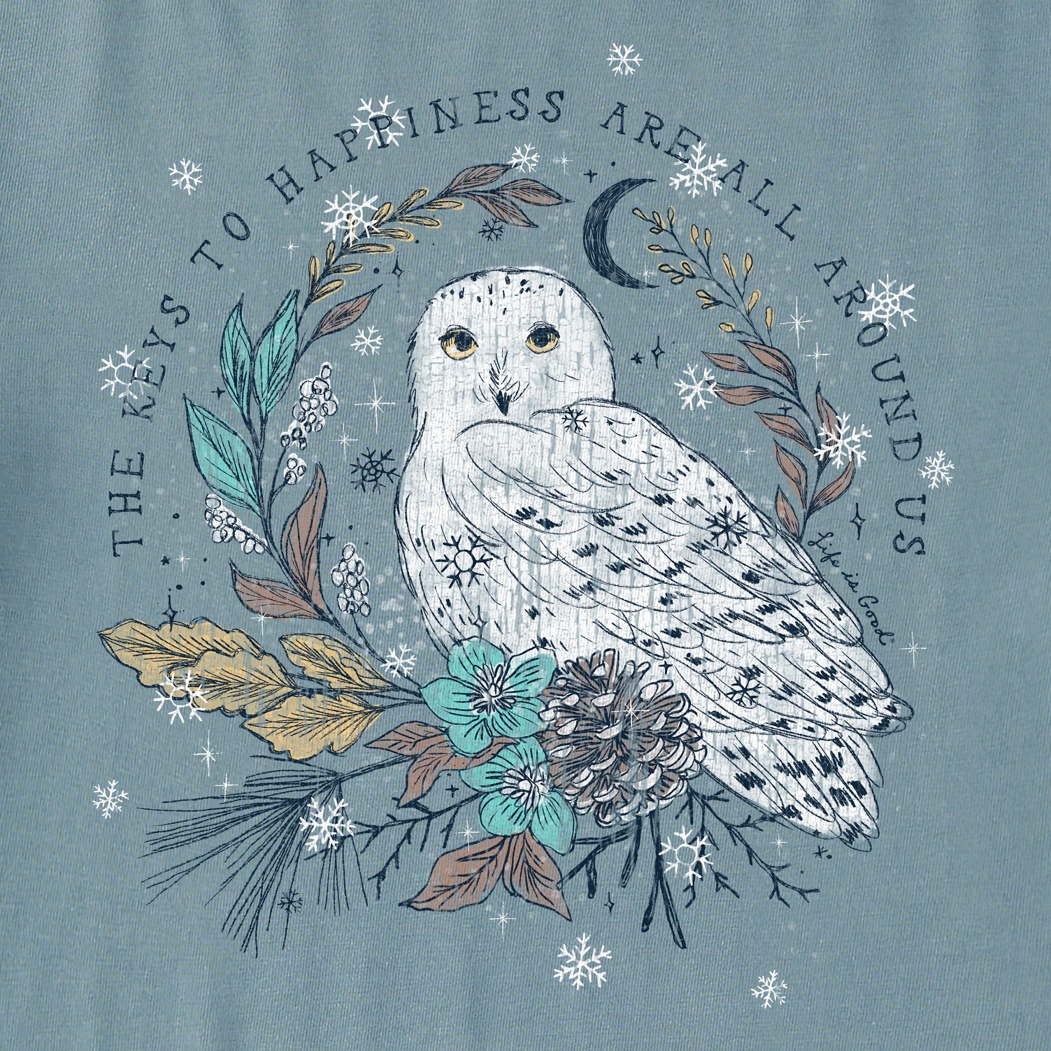 Women's Key to Happiness Snowy Owl Short Sleeve Crusher Tee