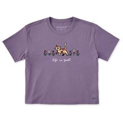 Women's Al with Flowers Short Sleeve Crusher Boxy Tee