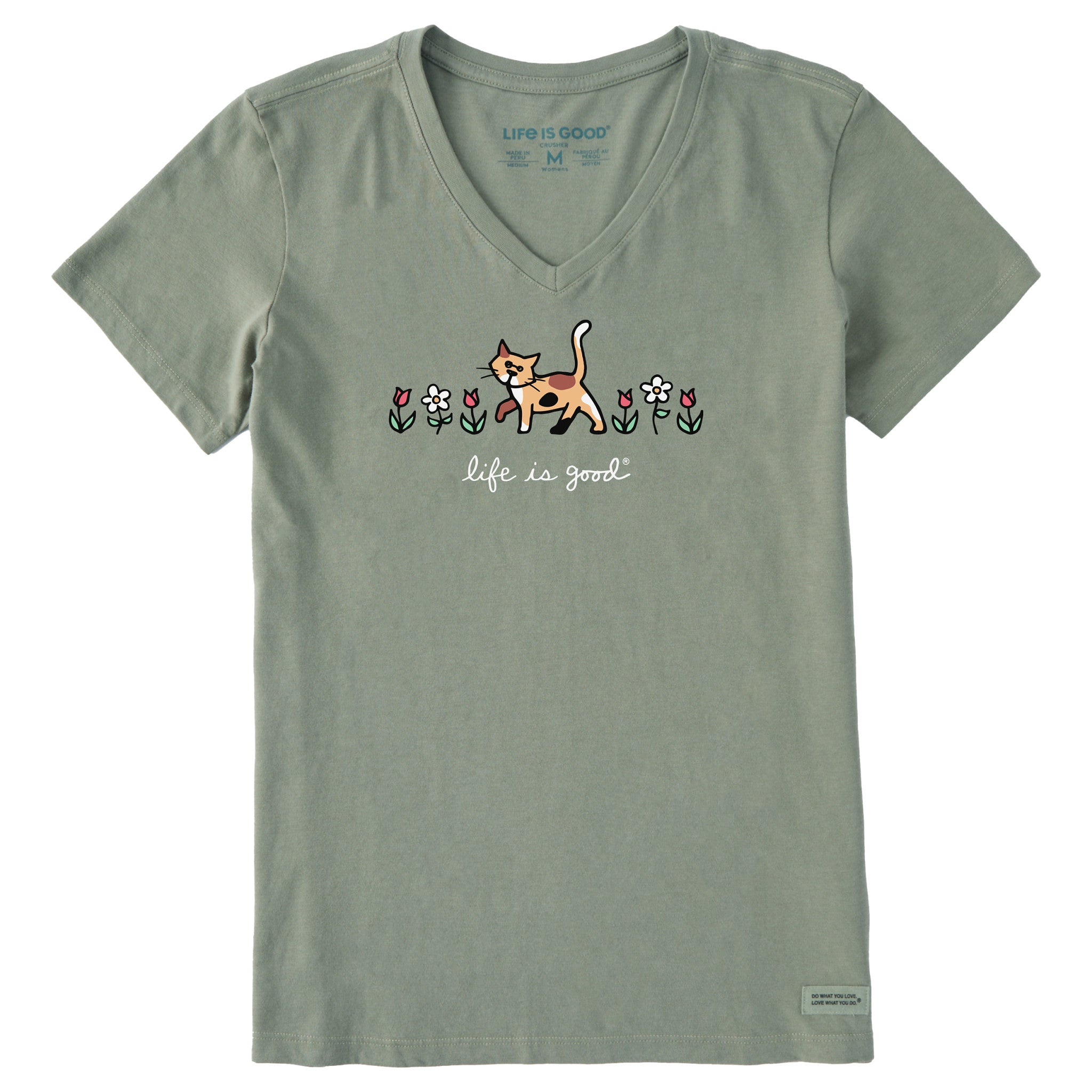Women's Al with Flowers Short Sleeve Crusher Vee