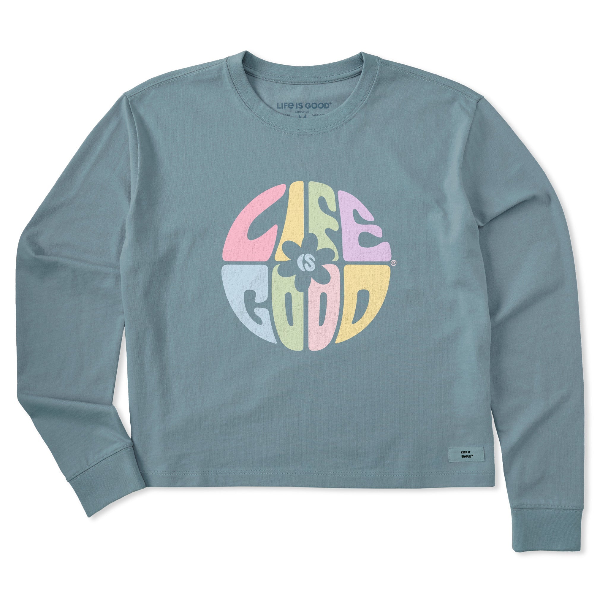 Women's Daisy Circle Psychedelic Long Sleeve Crusher Boxy Tee