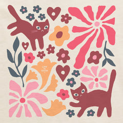 Women's Cats in Flower Field Short Sleeve Crusher Boxy Tee