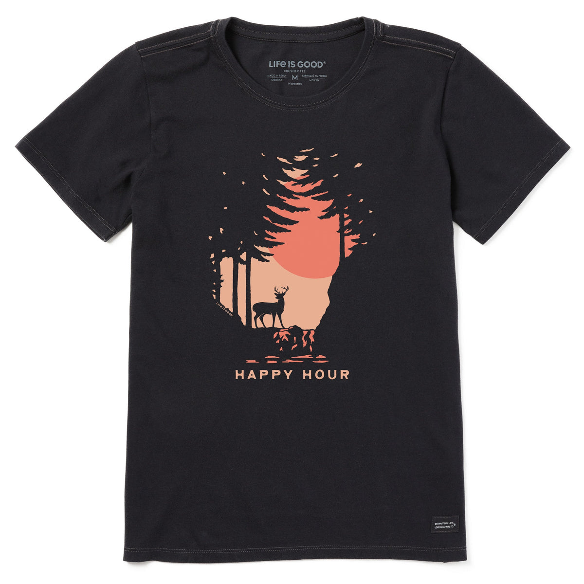 Women's Happy Hour Deer Sunset Short Sleeve Crusher Tee