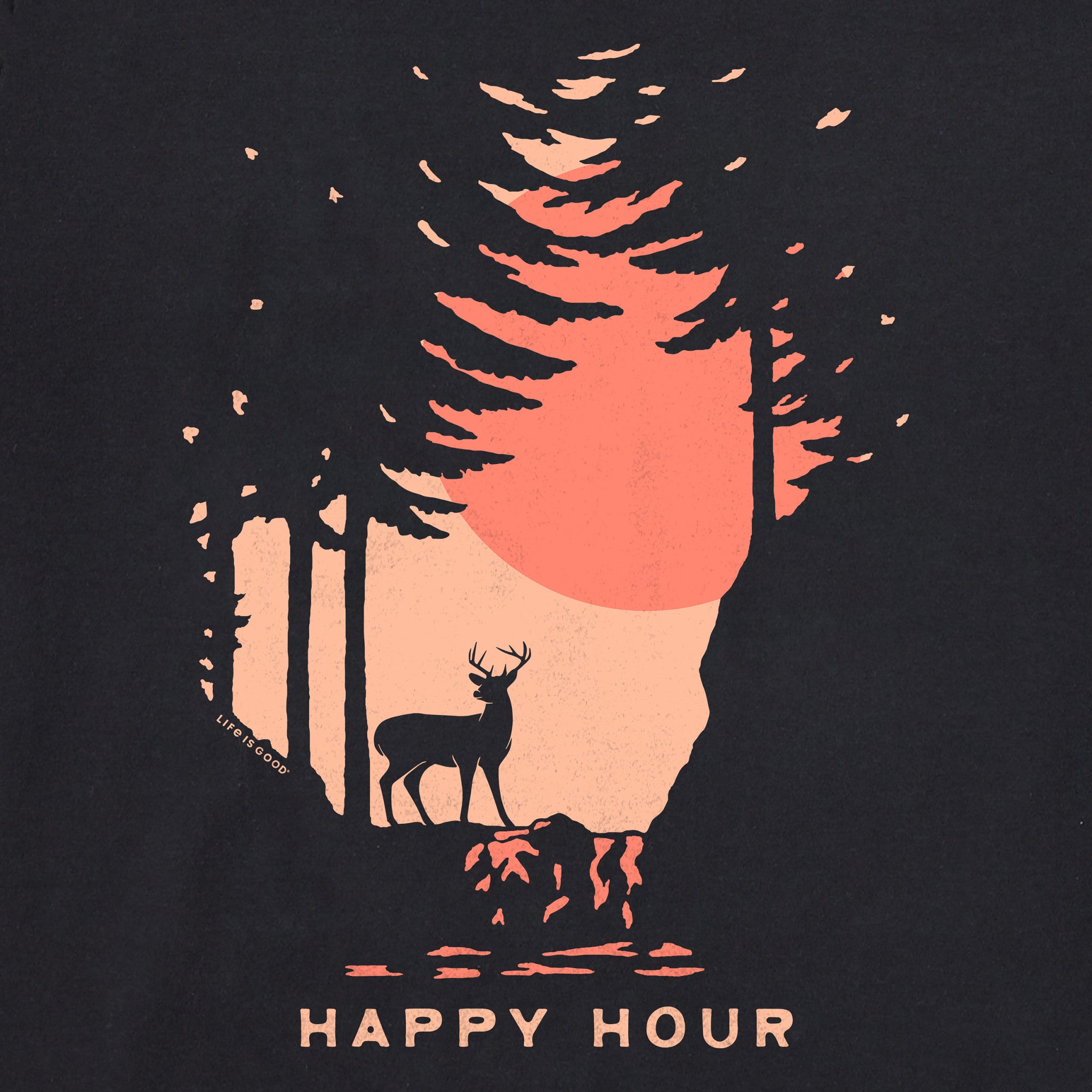 Women's Happy Hour Deer Sunset Short Sleeve Crusher Tee
