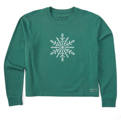 Women's Contrast Snowflake Long Sleeve Crusher Boxy Tee