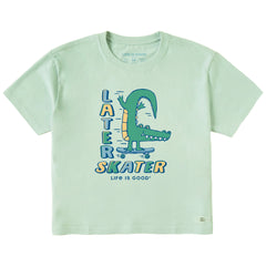 Women's Later Skater Alligator Short Sleeve Crusher Boxy Tee