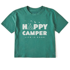 Women's Happy Camper Tent Night Short Sleeve Crusher Boxy Tee