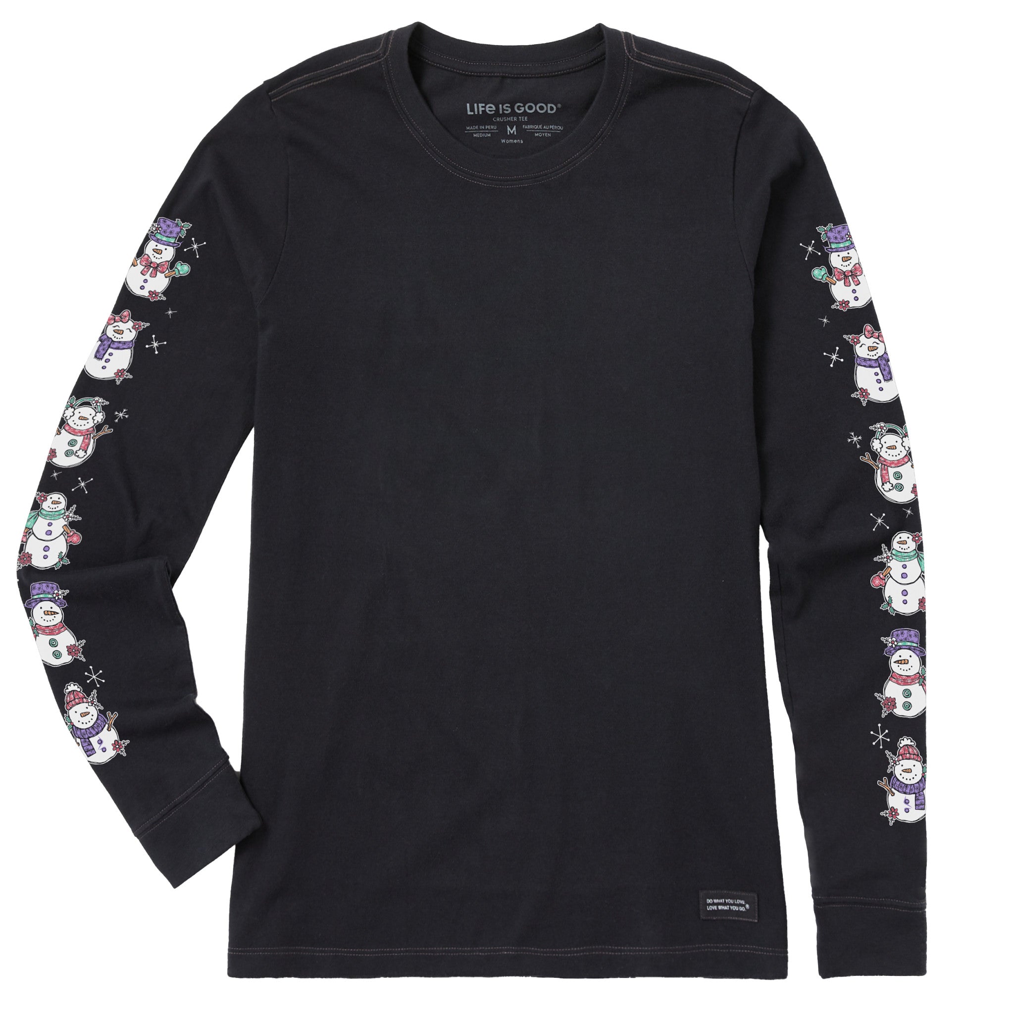 Women's Cute Snowmen Long Sleeve Crusher Tee