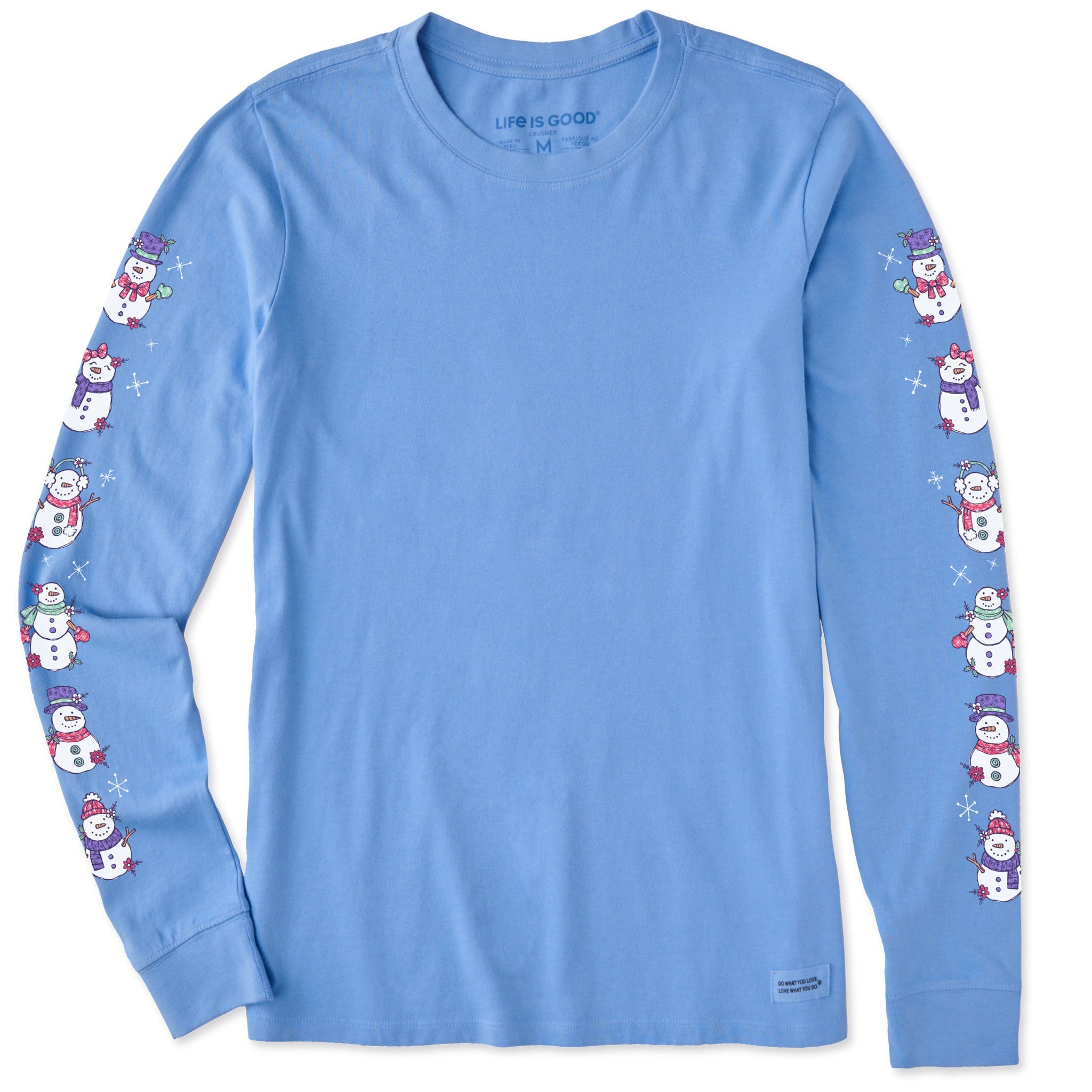 Women's Cute Snowmen Long Sleeve Crusher Tee