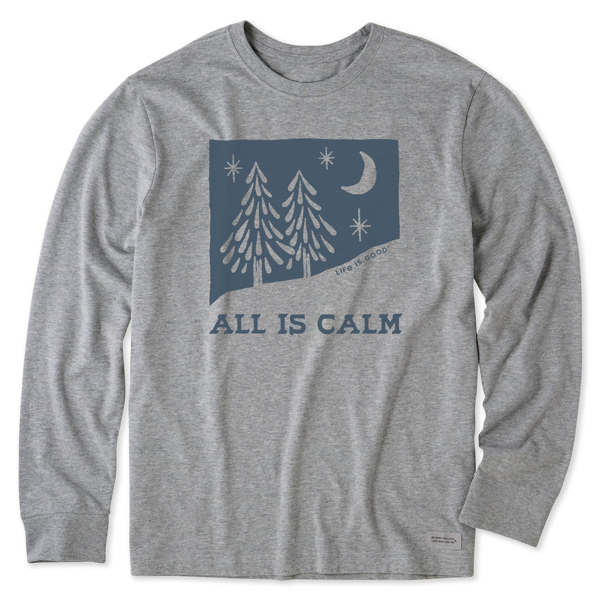 Men's All is Calm Snowy Pines Long Sleeve Crusher Tee