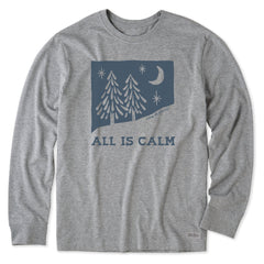 Men's All is Calm Snowy Pines Long Sleeve Crusher Tee
