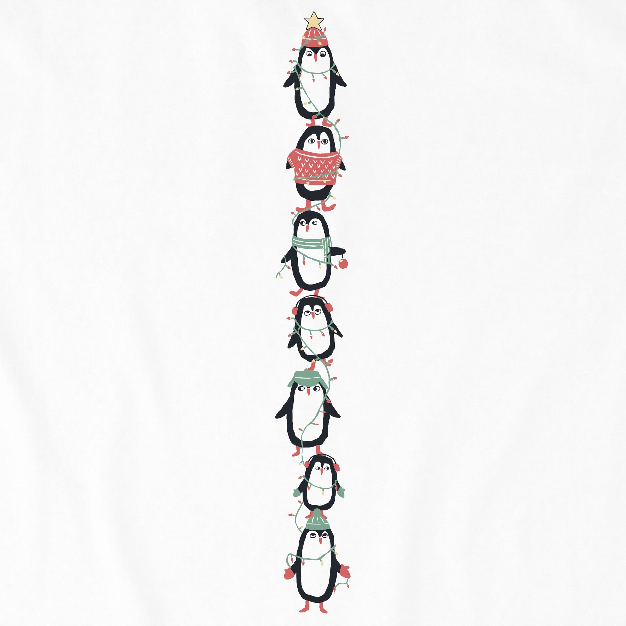 Kids Winter Penguin Stack Long Sleeve Crusher Tee