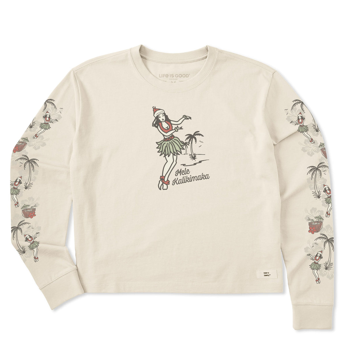 Women's Hula Mele Kalikimaka Long Sleeve Crusher Boxy Tee