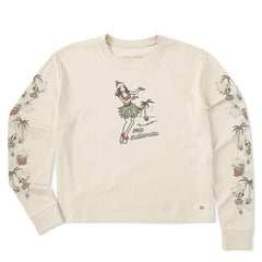 Women's Hula Mele Kalikimaka Long Sleeve Crusher Boxy Tee