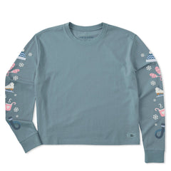 Women's Cozy Winter Sleeve Long Sleeve Crusher Boxy Tee