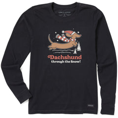 Women's Dachshund Through the Snow Long Sleeve Crusher Tee
