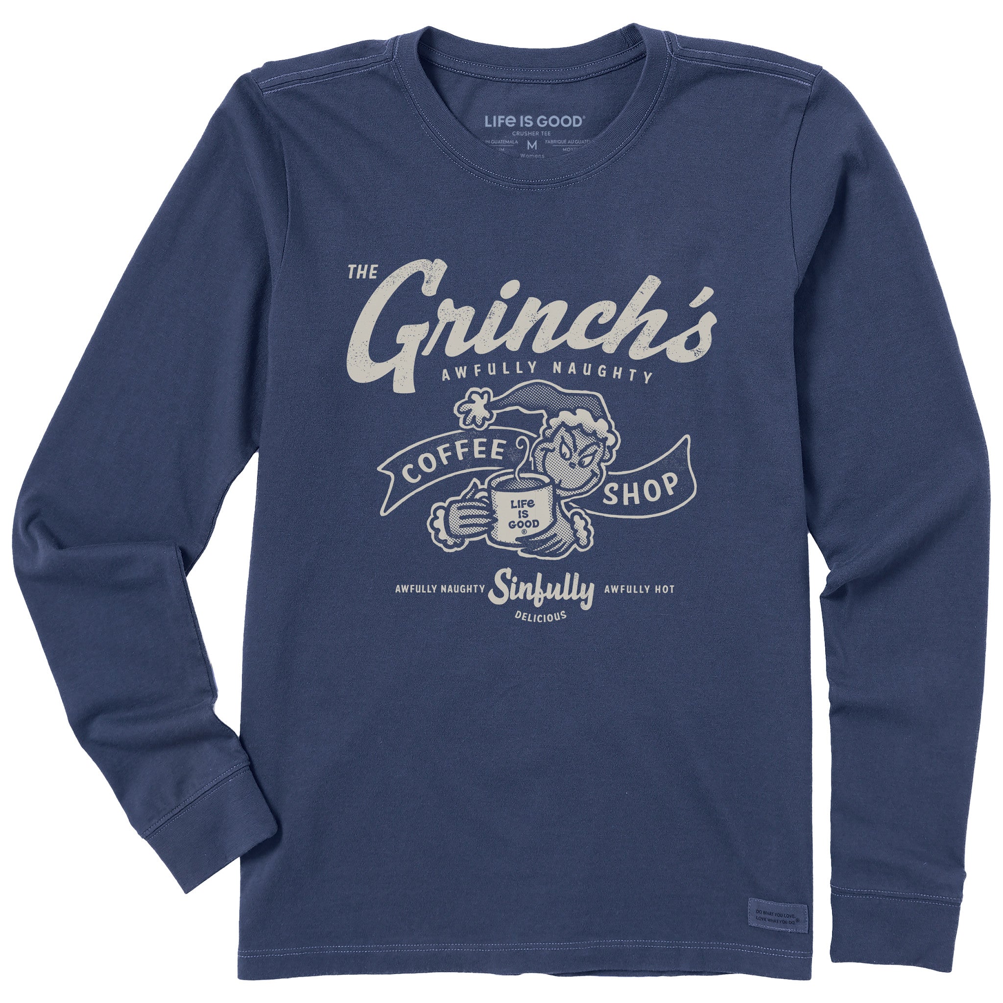 Women's Grinch Coffee Shop Long Sleeve Crusher Tee