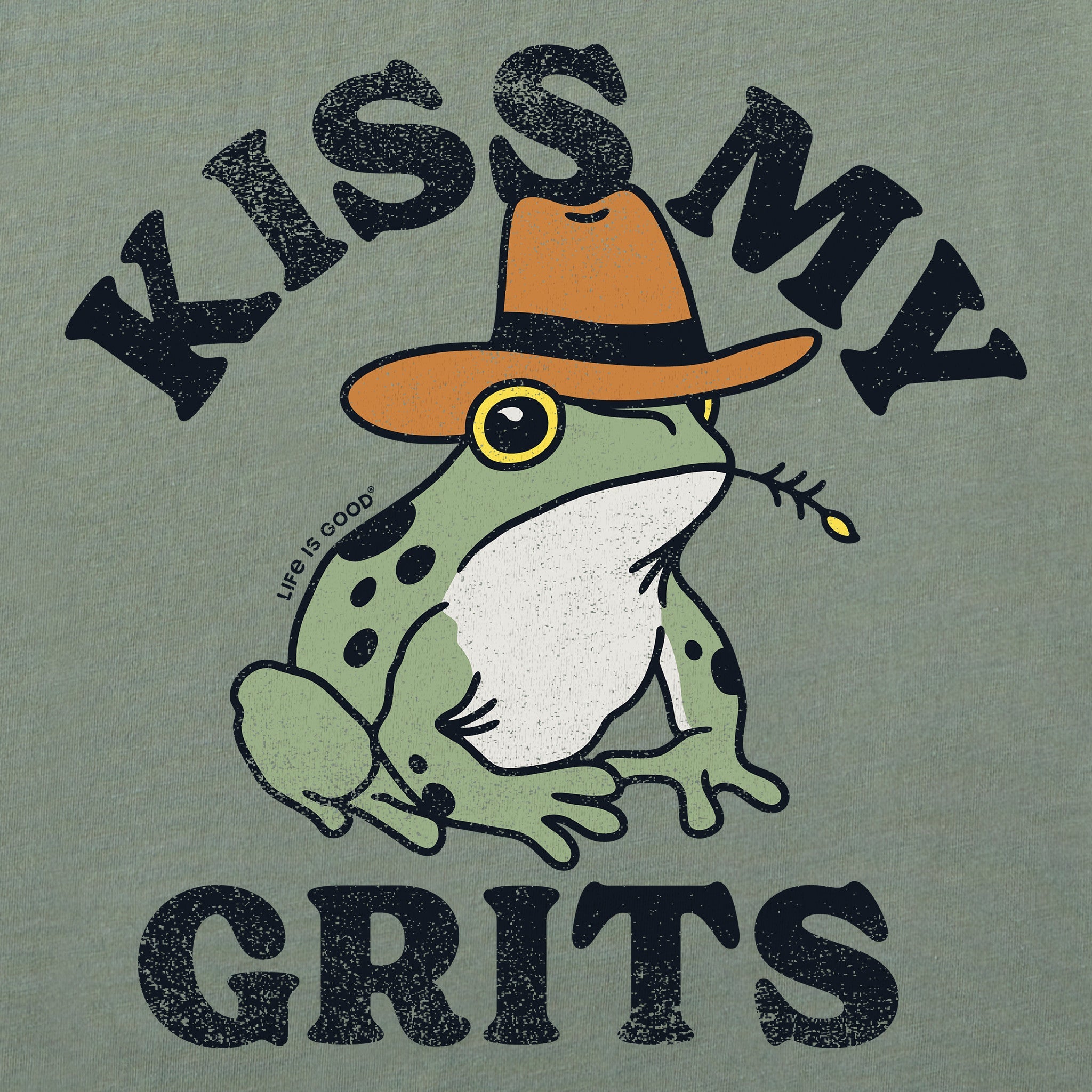Women's Kiss My Grits Frog Short Sleeve Crusher Boxy Tee