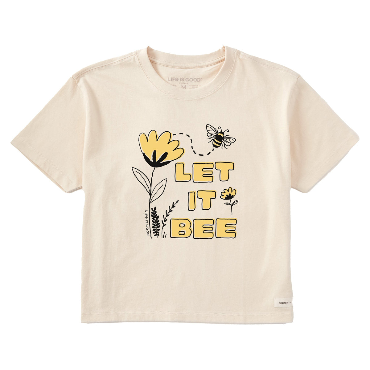Women's Let it Bee Flowers Short Sleeve Crusher Boxy Tee