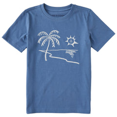 Kids Peaceful Beach Sunset Short Sleeve Crusher Tee