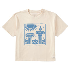 Women's Grecian Columns Short Sleeve Crusher Boxy Tee