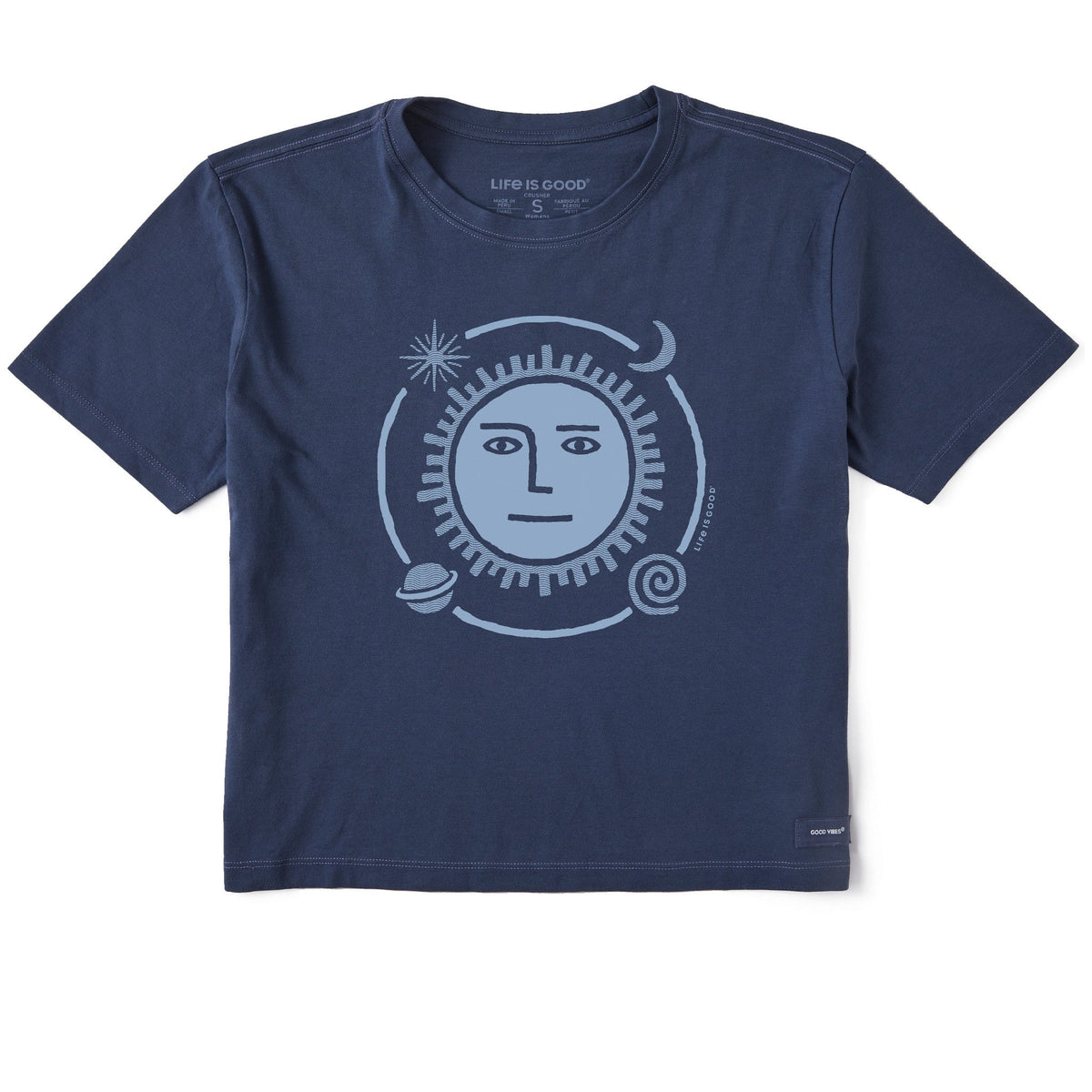 Women's Celestial Sun Face Short Sleeve Crusher Boxy Tee