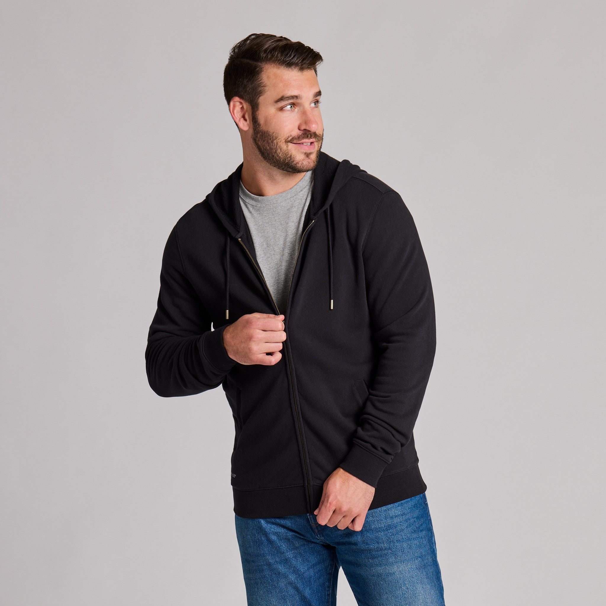 Men's Solid French Terry Zip Hoodie