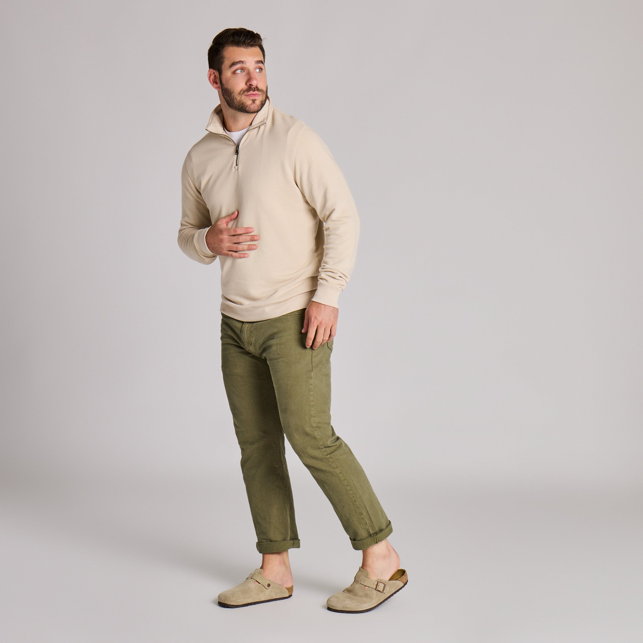 Men's Solid French Terry Quarter Zip