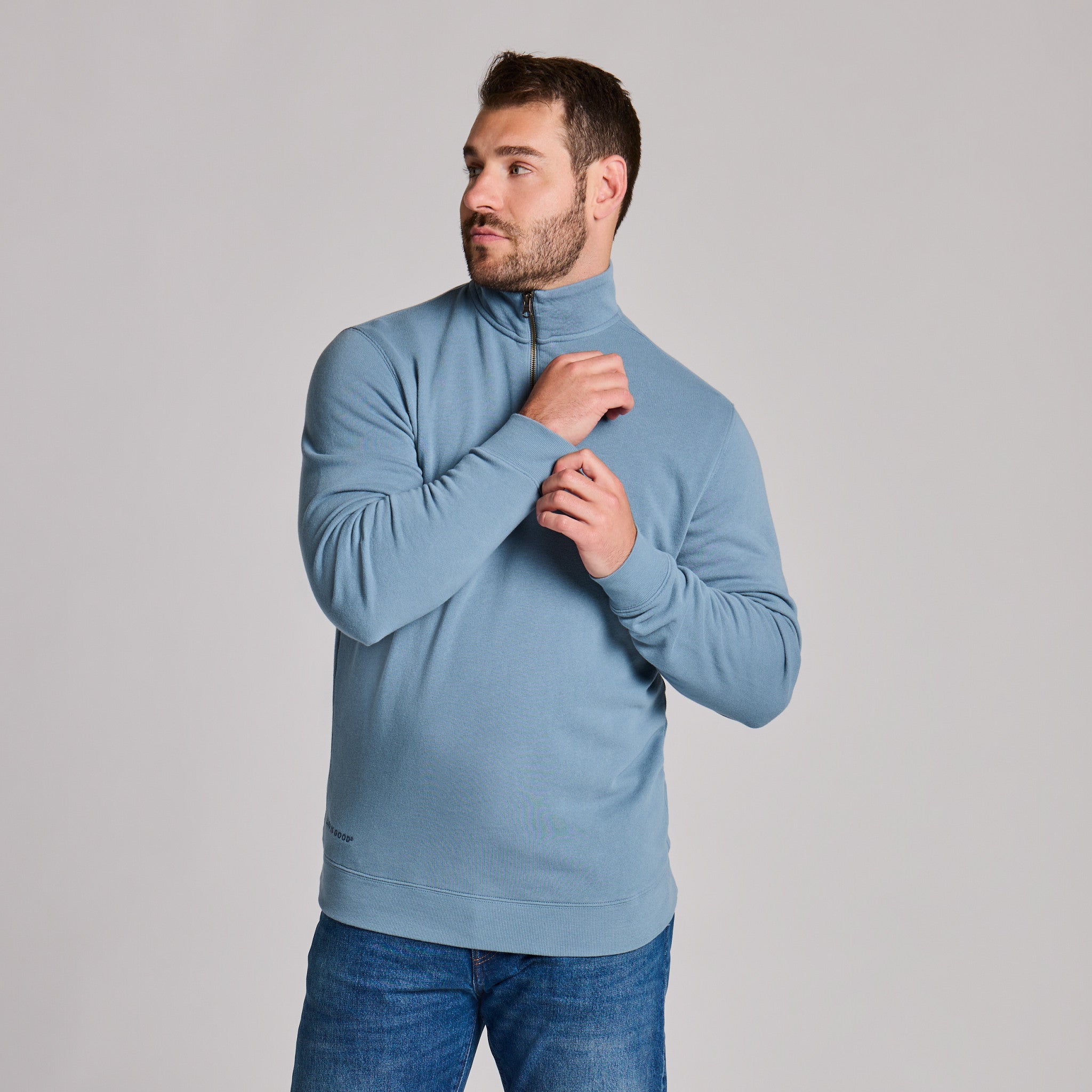 Men's Solid French Terry Quarter Zip