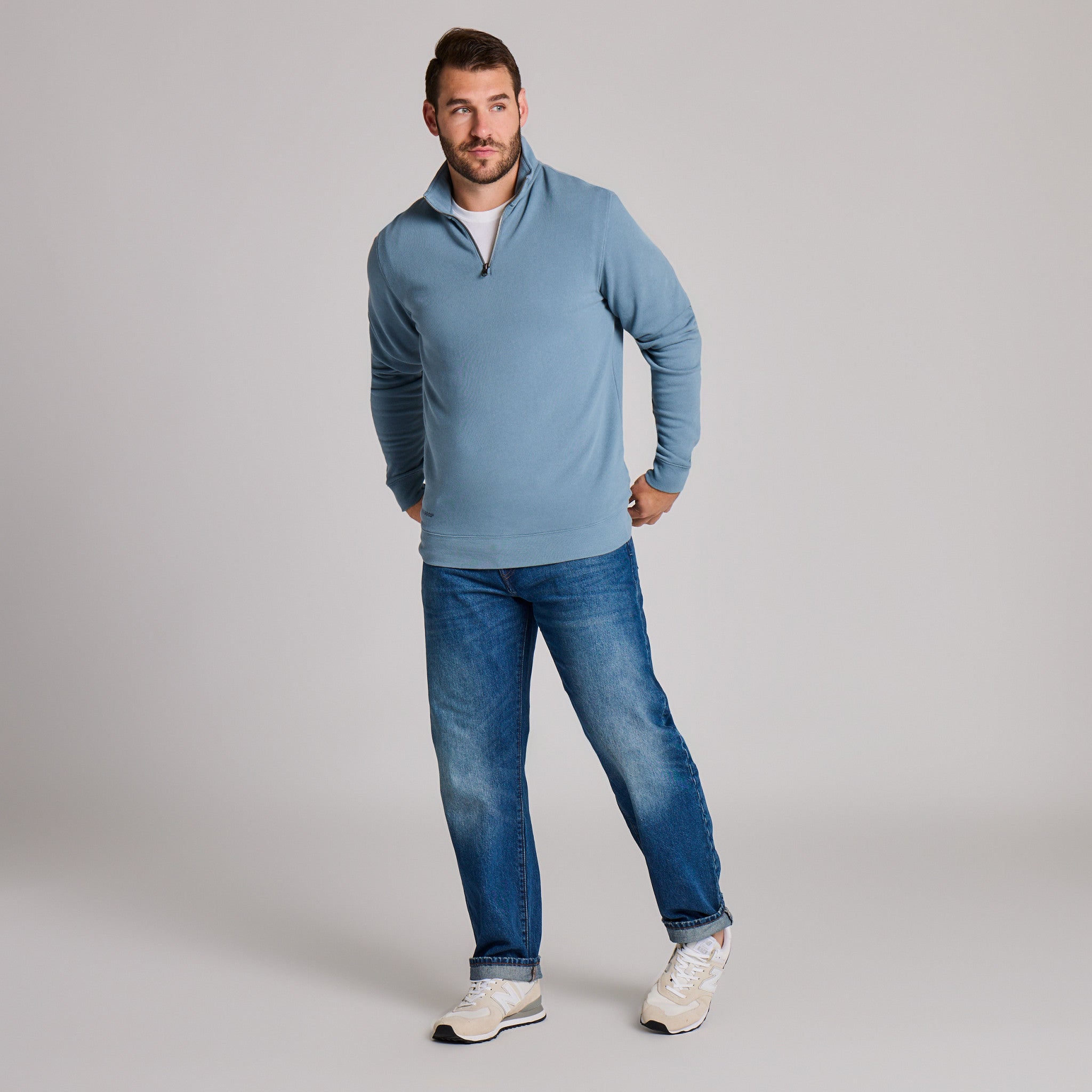 Men's Solid French Terry Quarter Zip