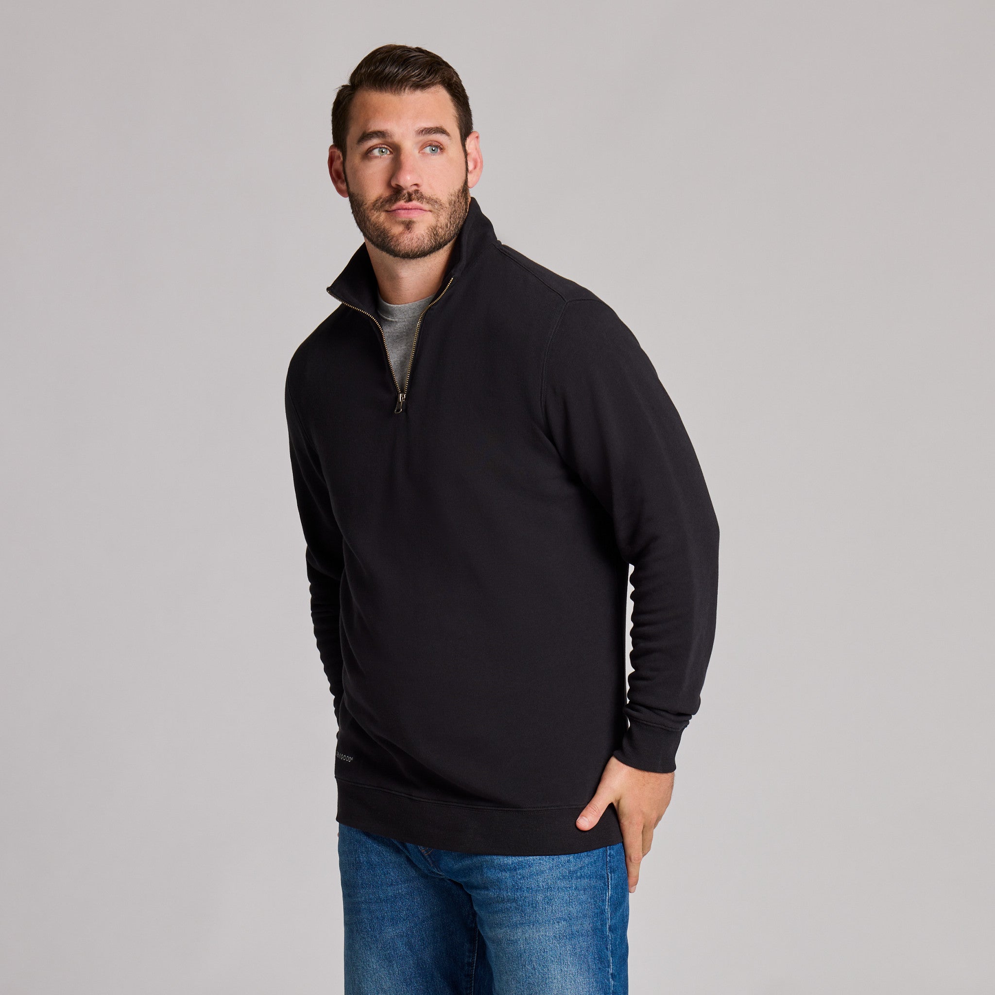 Men's Solid French Terry Quarter Zip