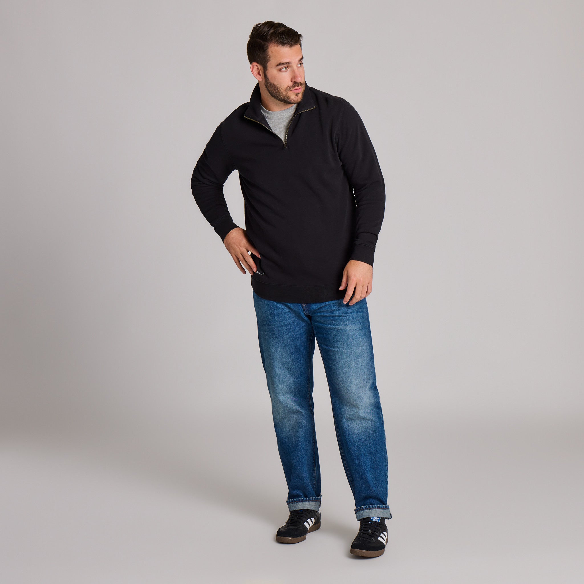 Men's Solid French Terry Quarter Zip