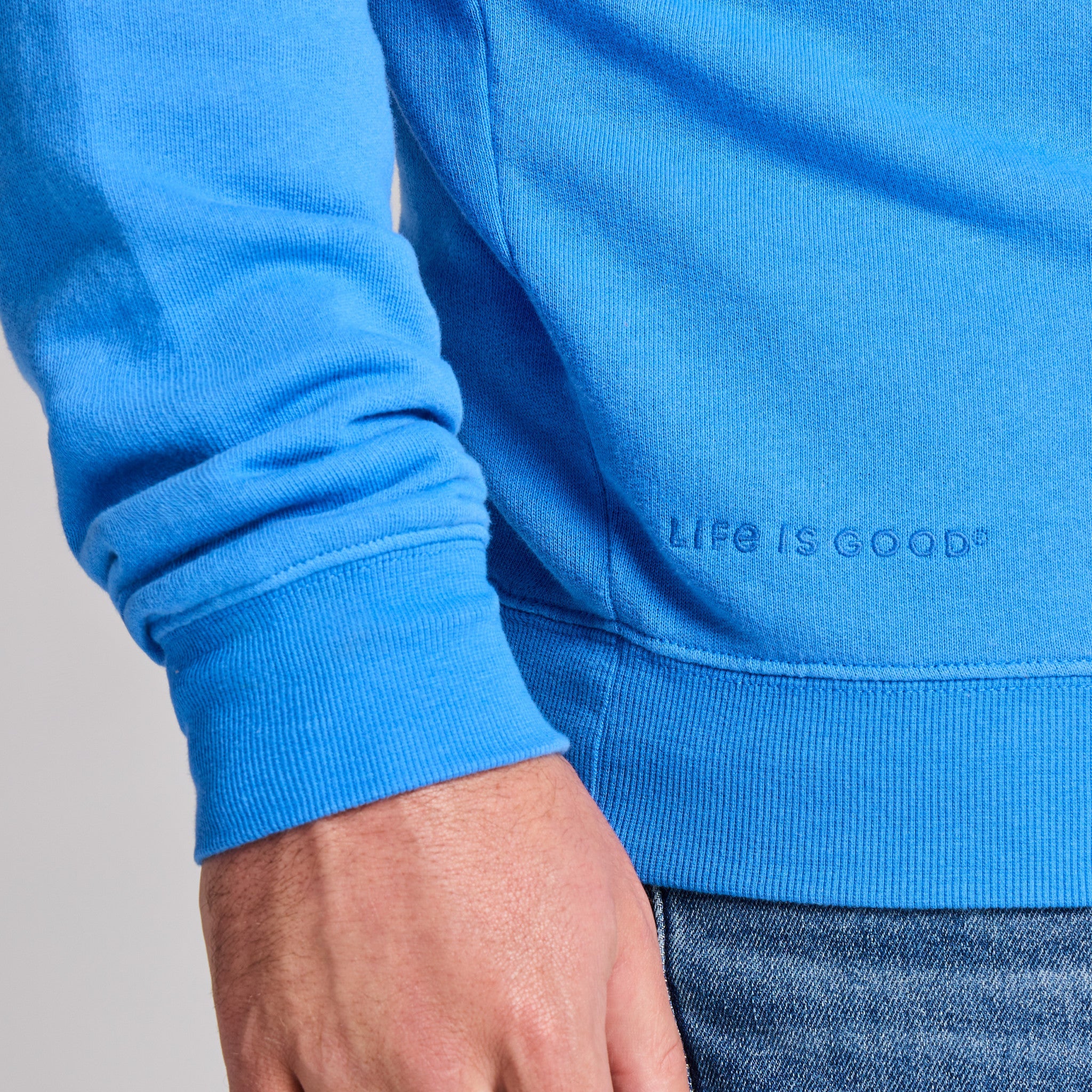 Men's Life is Good Crafty Wordmark French Terry Crew