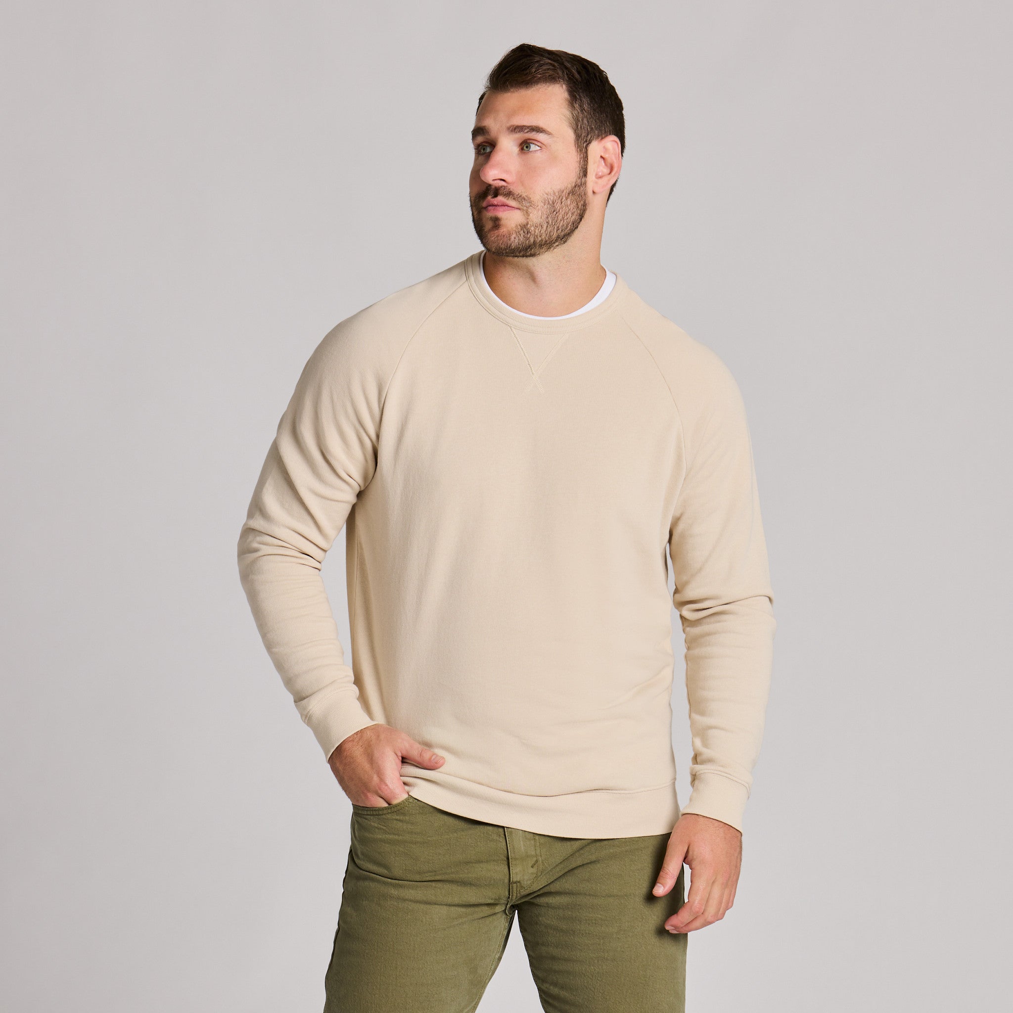Men's Life is Good Crafty Wordmark French Terry Crew