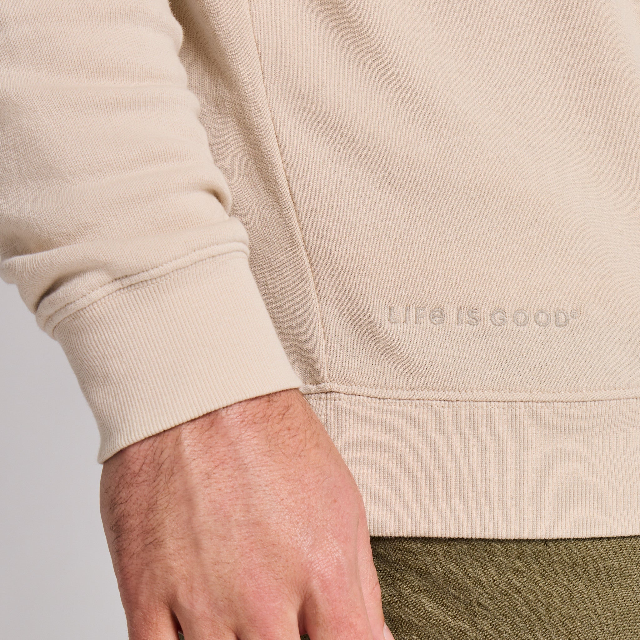 Men's Life is Good Crafty Wordmark French Terry Crew