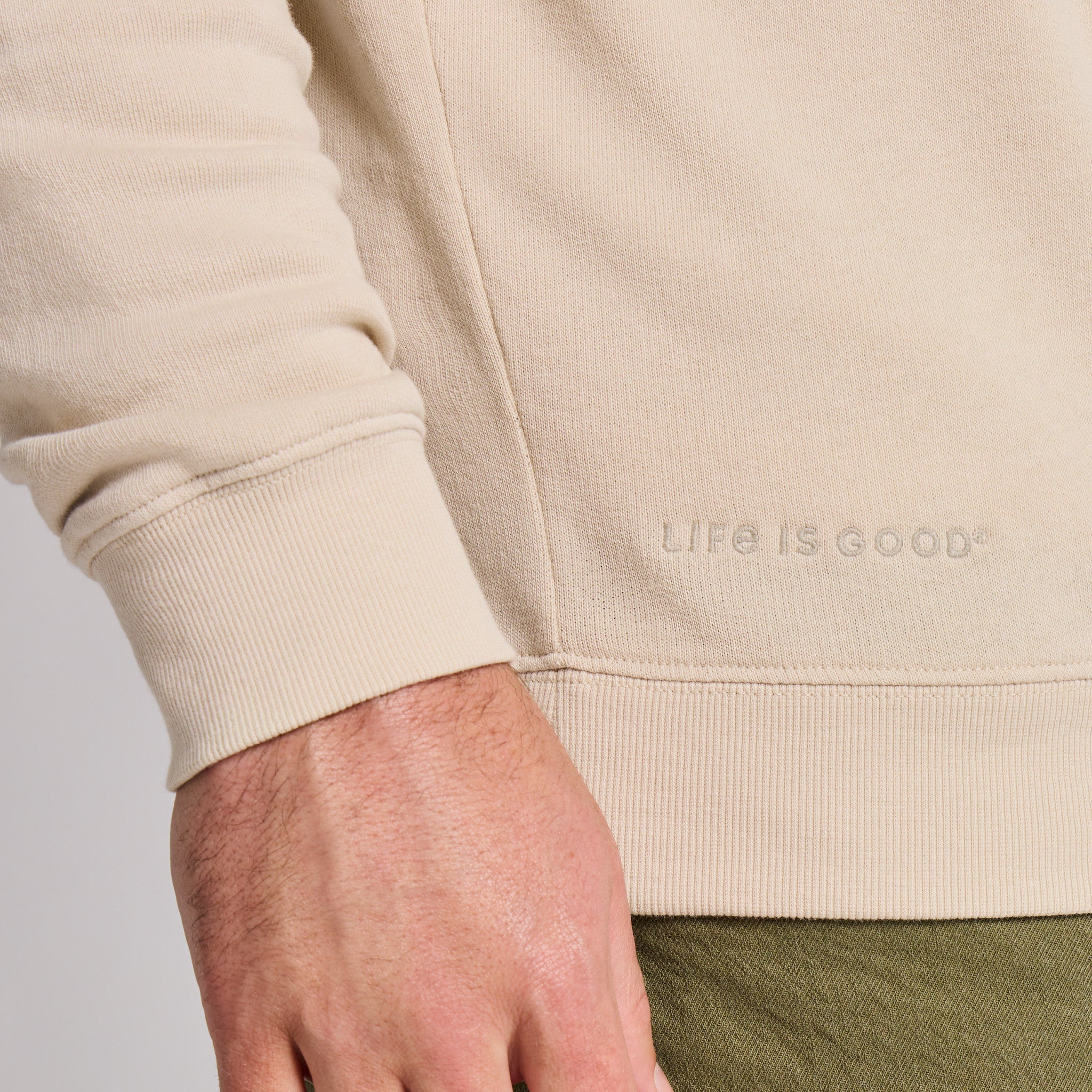 Men's Life is Good Crafty Wordmark French Terry Crew