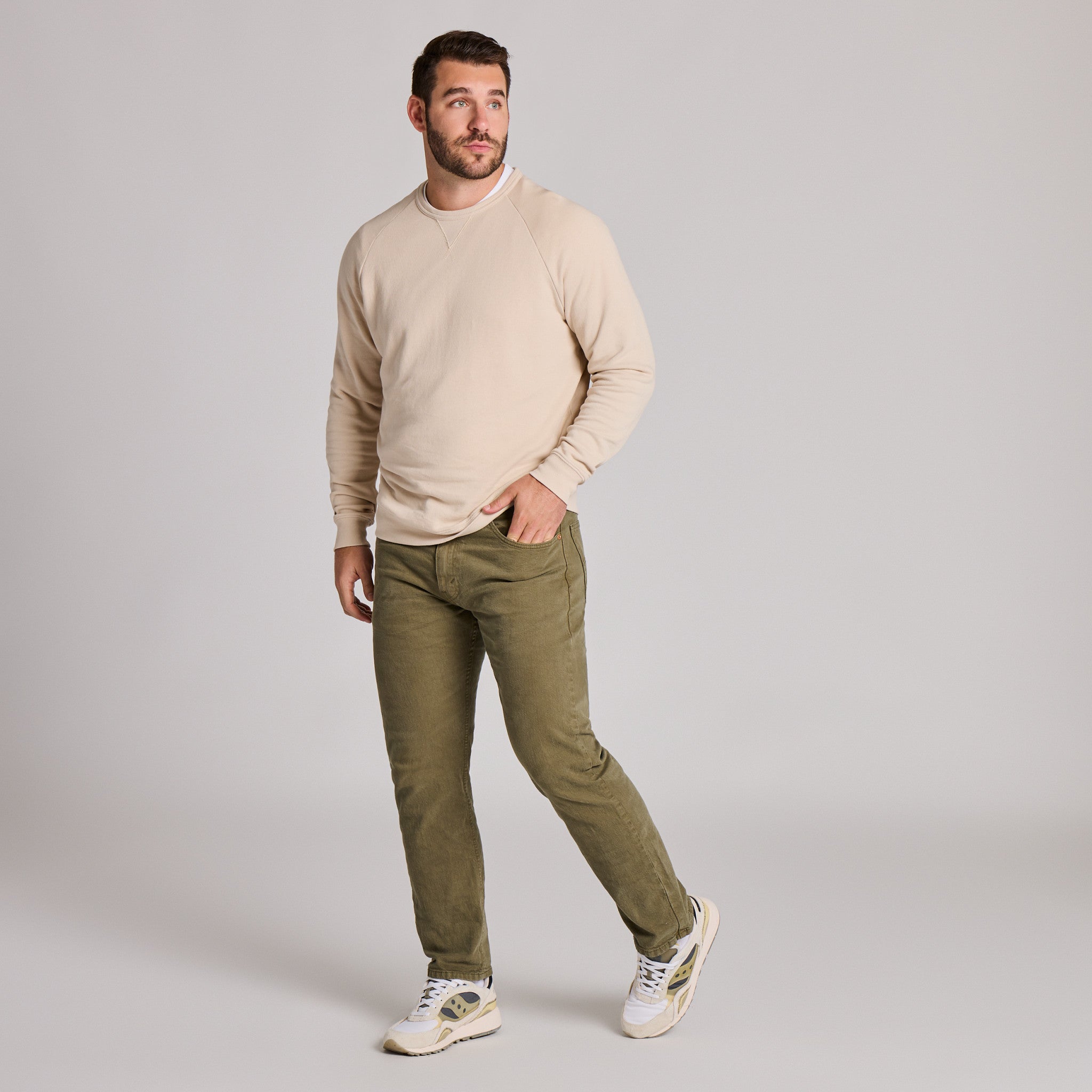 Men's Life is Good Crafty Wordmark French Terry Crew