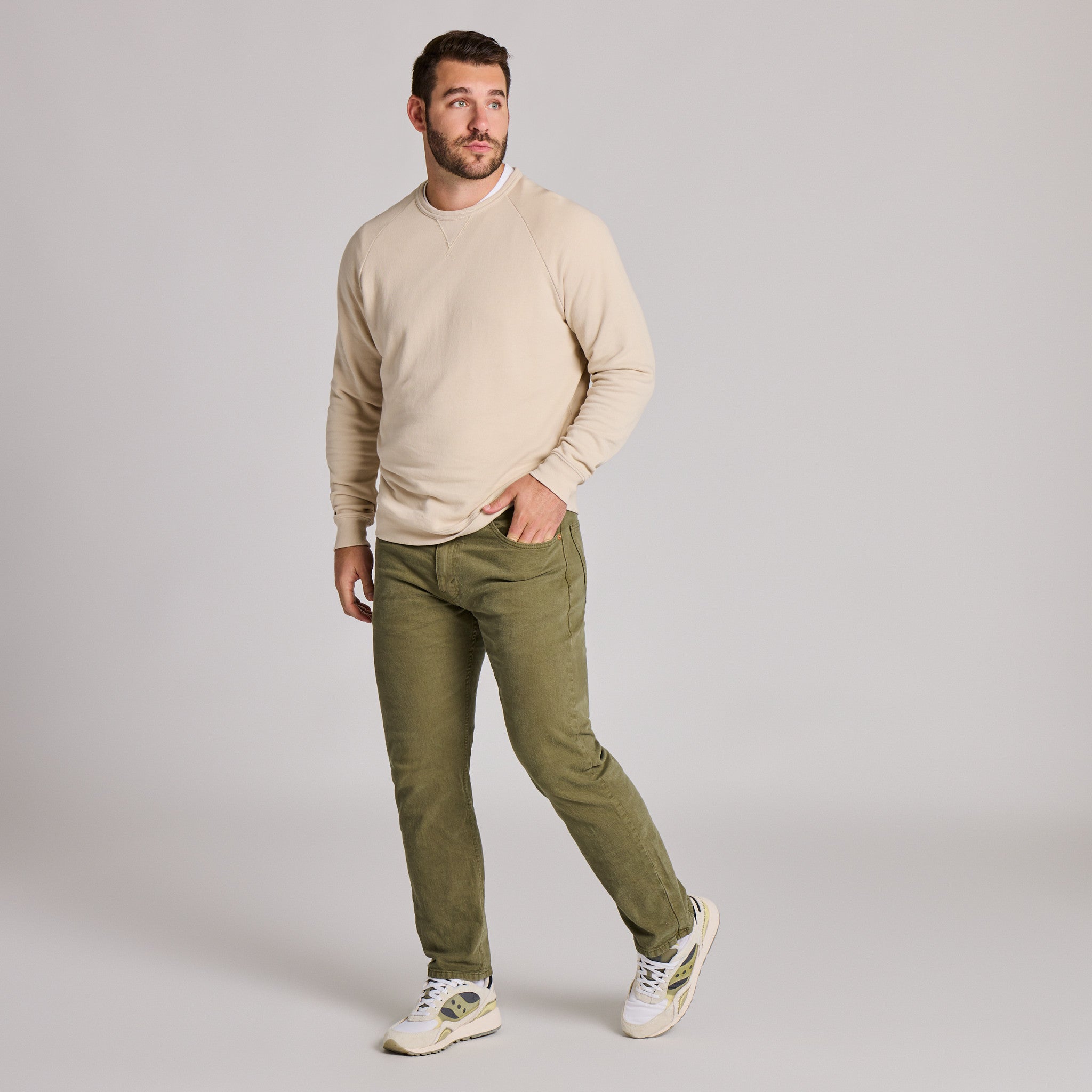 Men's Life is Good Crafty Wordmark French Terry Crew