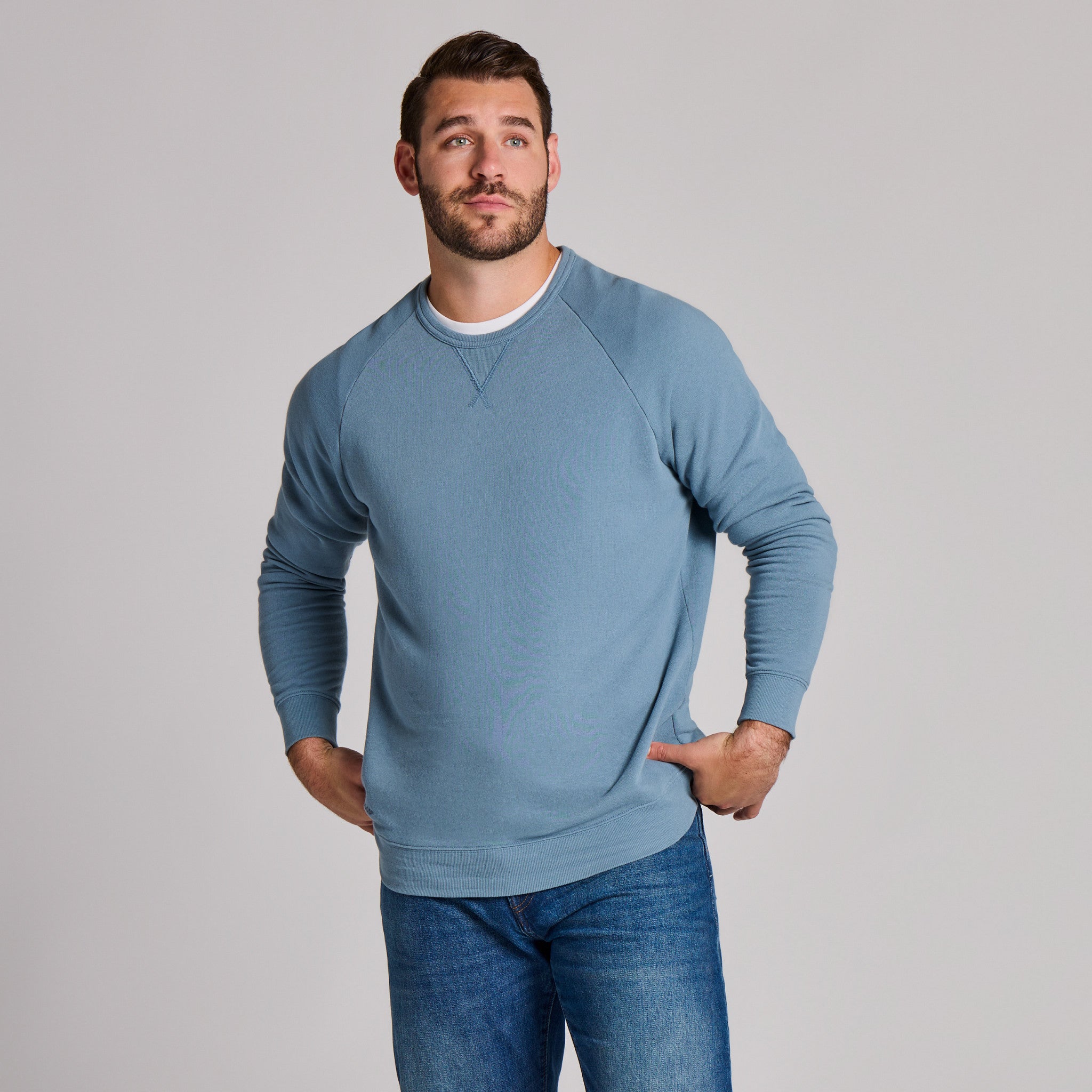 Men's Life is Good Crafty Wordmark French Terry Crew