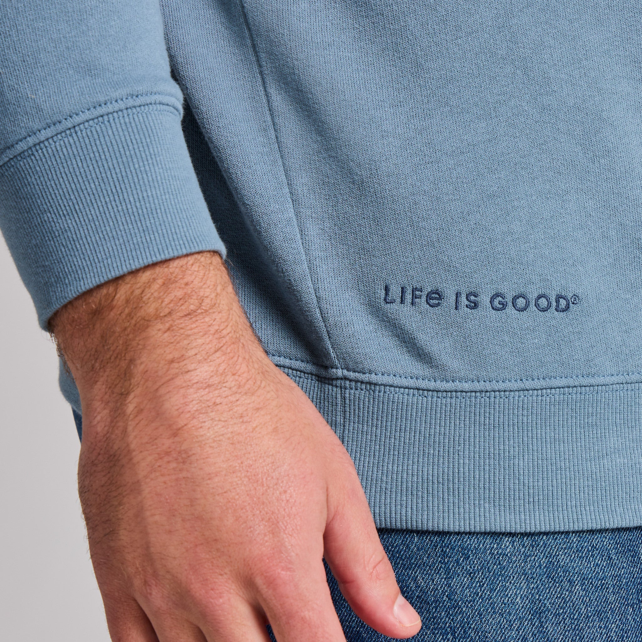 Men's Life is Good Crafty Wordmark French Terry Crew