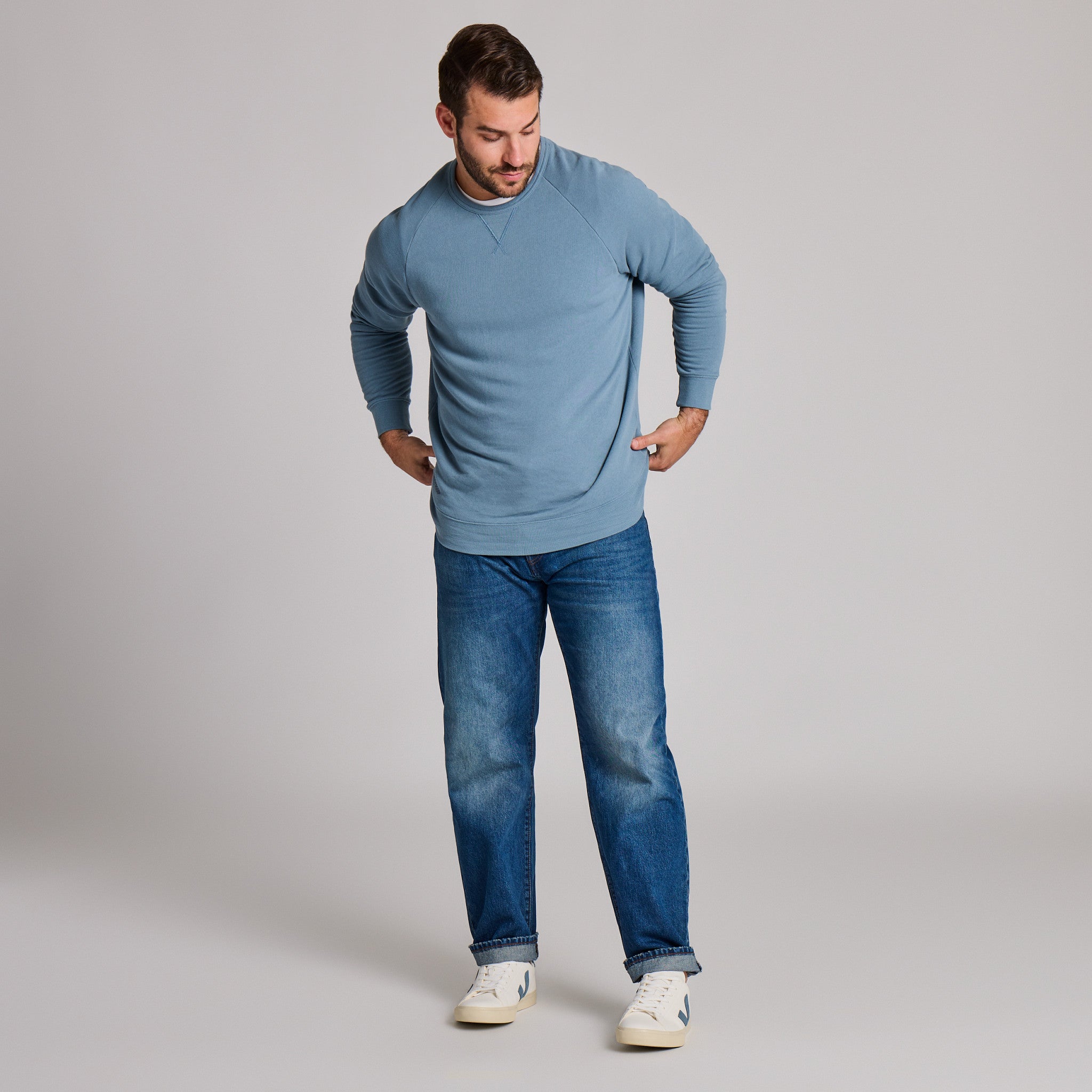 Men's Life is Good Crafty Wordmark French Terry Crew