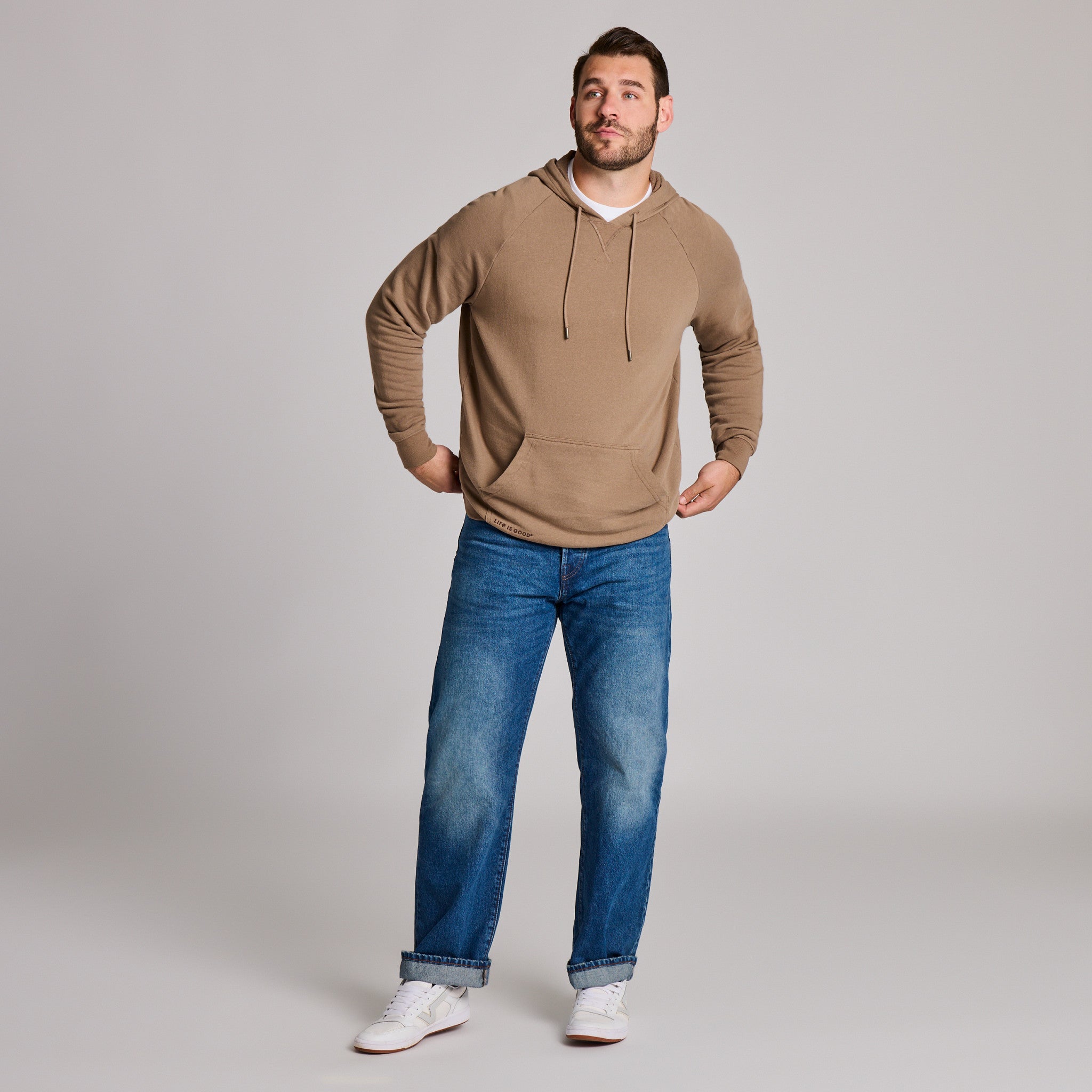 Men's Solid French Terry Pullover Hoodie