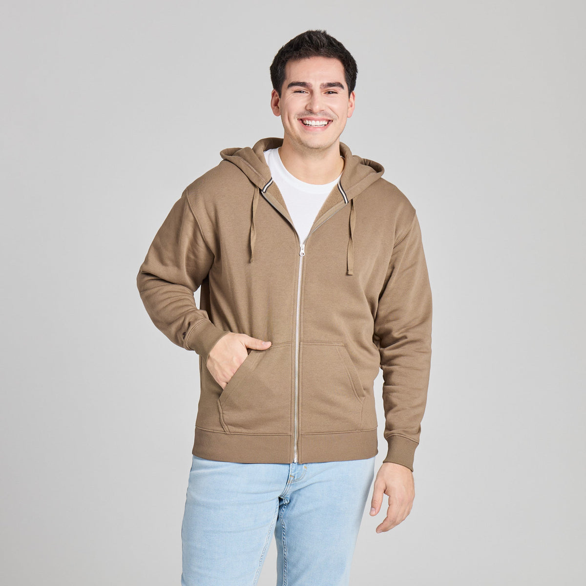 Men's Solid Good Vibes Zip Hoodie
