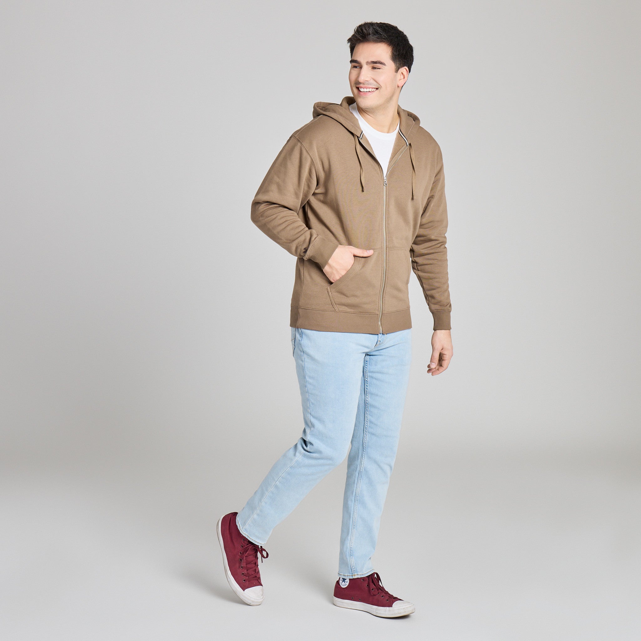Men's Solid Good Vibes Zip Hoodie
