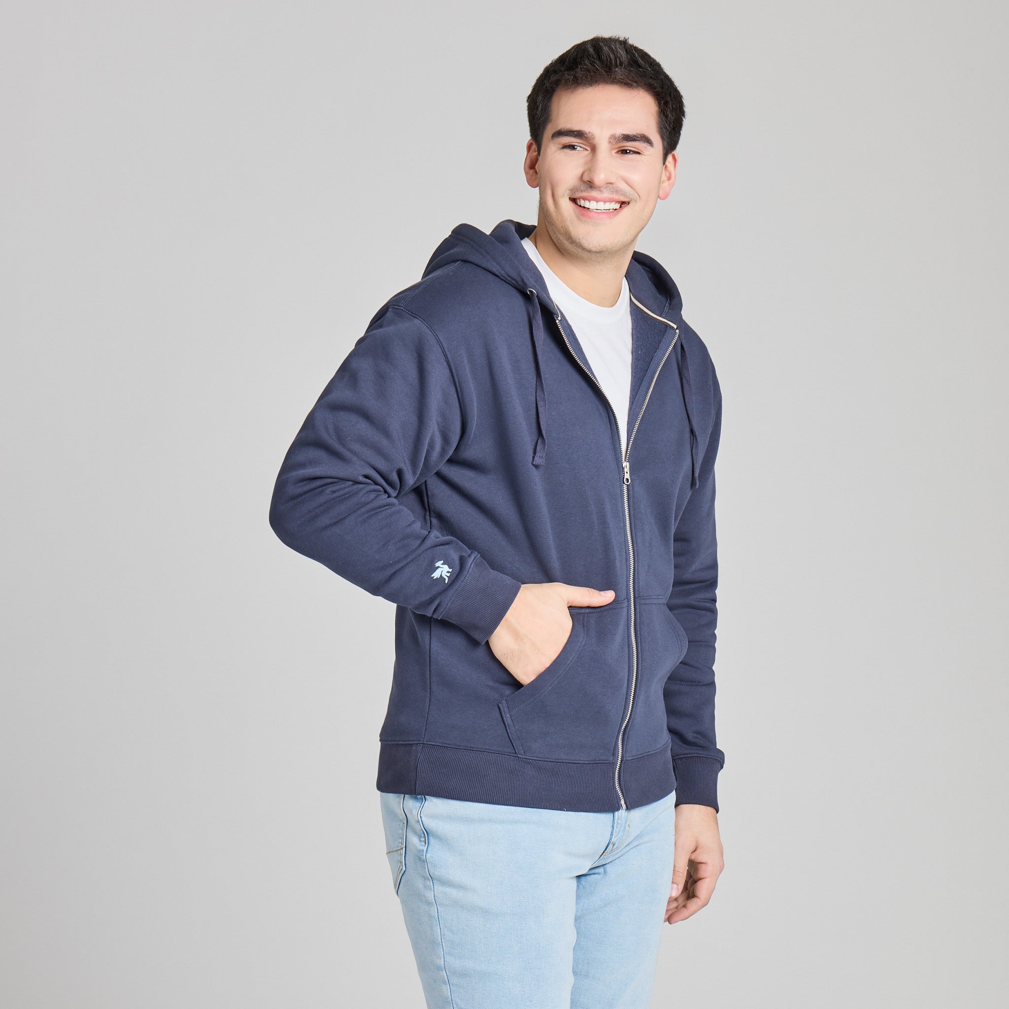 Men's Solid Good Vibes Zip Hoodie